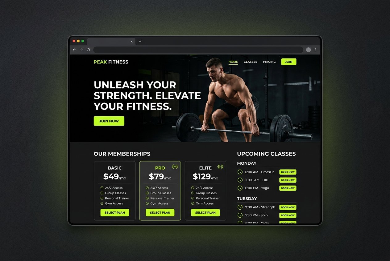 IronHouse Gym — bold fitness website with membership pricing and class schedules by melee.cloud